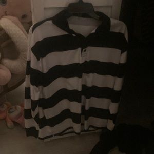 Medium shirt black and white striped emo